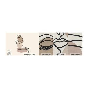Prøve Fototapet Premium Sand - En vis linje af skønhed - Abstraktion, Kvindens ansigt, Grafik - 100x30 cm