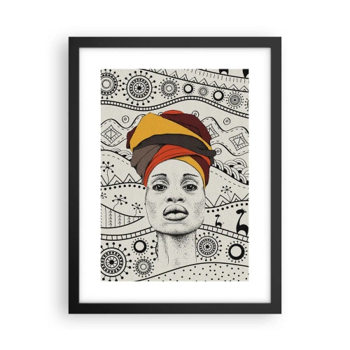 Plakat i sort ramme - Afrikansk portræt - 30x40 cm