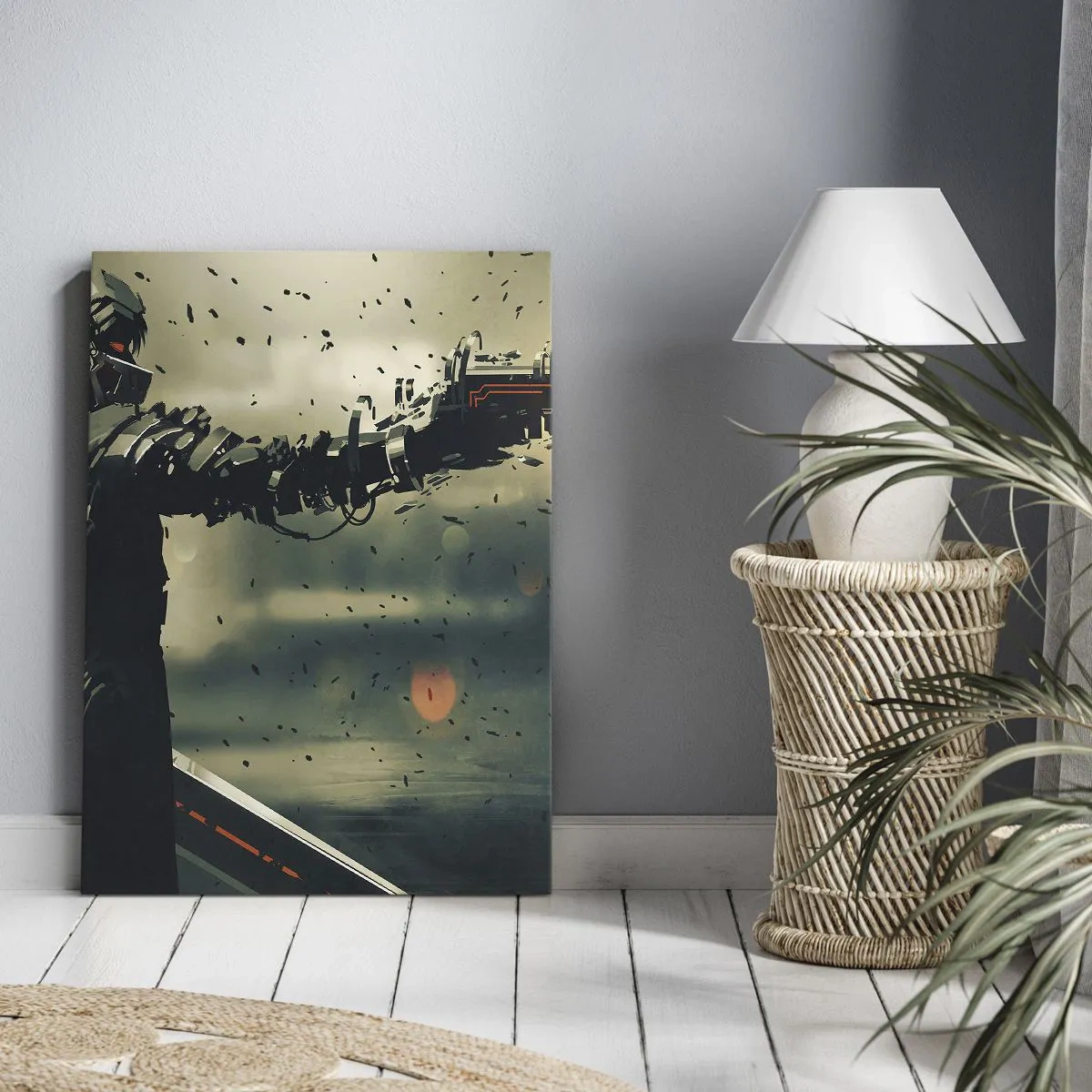 Lærredstryk - Billede på lærred - Dødeligt våben - din helt egen Terminator - 65x120 cm