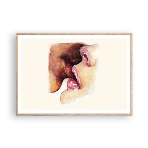 Plakat i ramme af lyst egetræ - Som nat og dag, jord og himmel - 100x70 cm