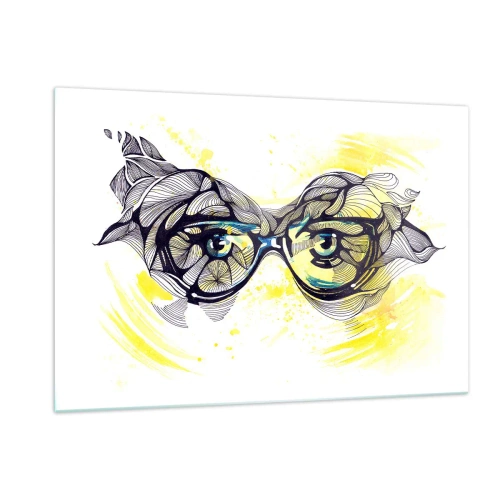 Billede på glas - Gennem blå briller - 120x80 cm