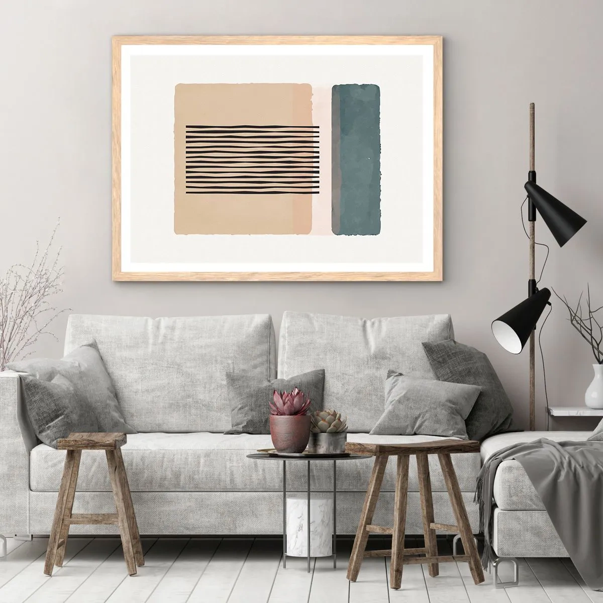 Plakat i ramme af lyst egetræ - Alt er i god stand - 91x61 cm