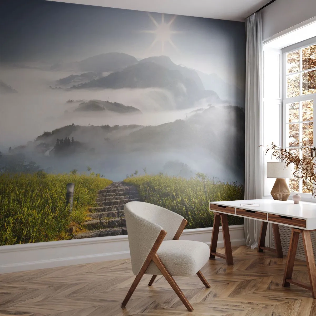 Fototapet Standard Eco - Stadig op mod skyerne - Landskab, Bjerge, Nationalpark - 300x210 cm