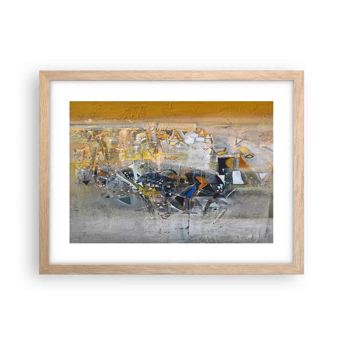 Plakat i ramme af lyst egetræ - Alt vil falde på plads - 40x30 cm