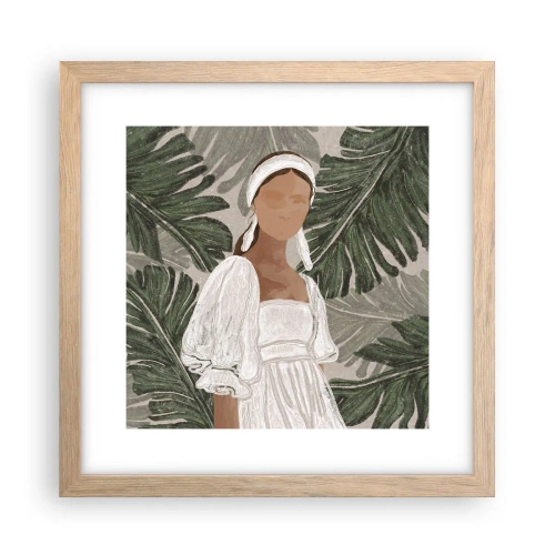 Plakat i ramme af lyst egetræ - Eksotisk portræt - 30x30 cm