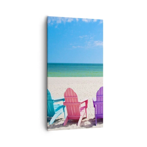 Lærredstryk - Billede på lærred - Regnbue strand - 55x100 cm