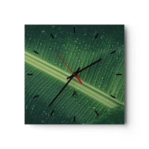 Vægur, Uret - Grøn struktur - 40x40 cm