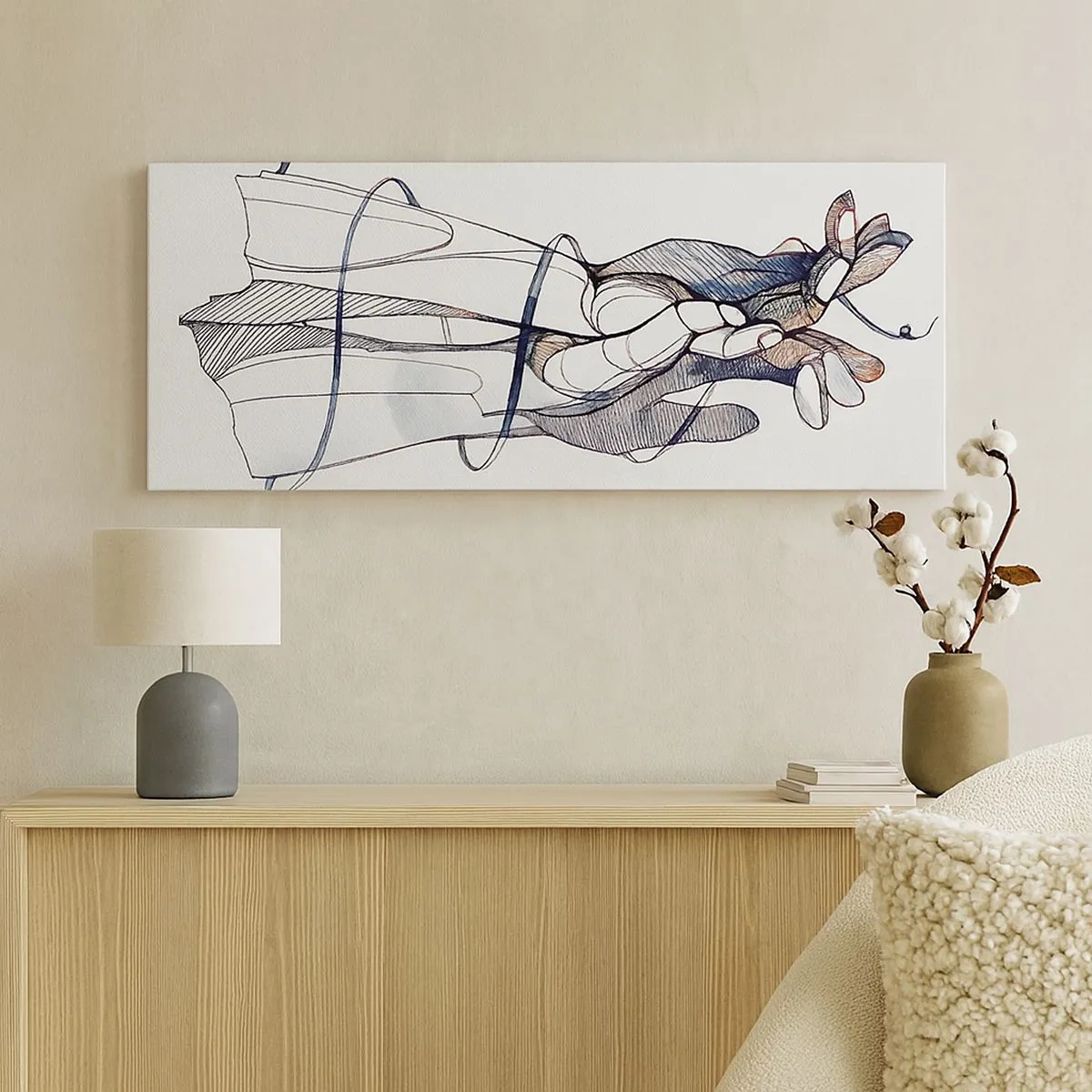 Lærredstryk - Billede på lærred - En undersøgelse af berøring - 100x40 cm