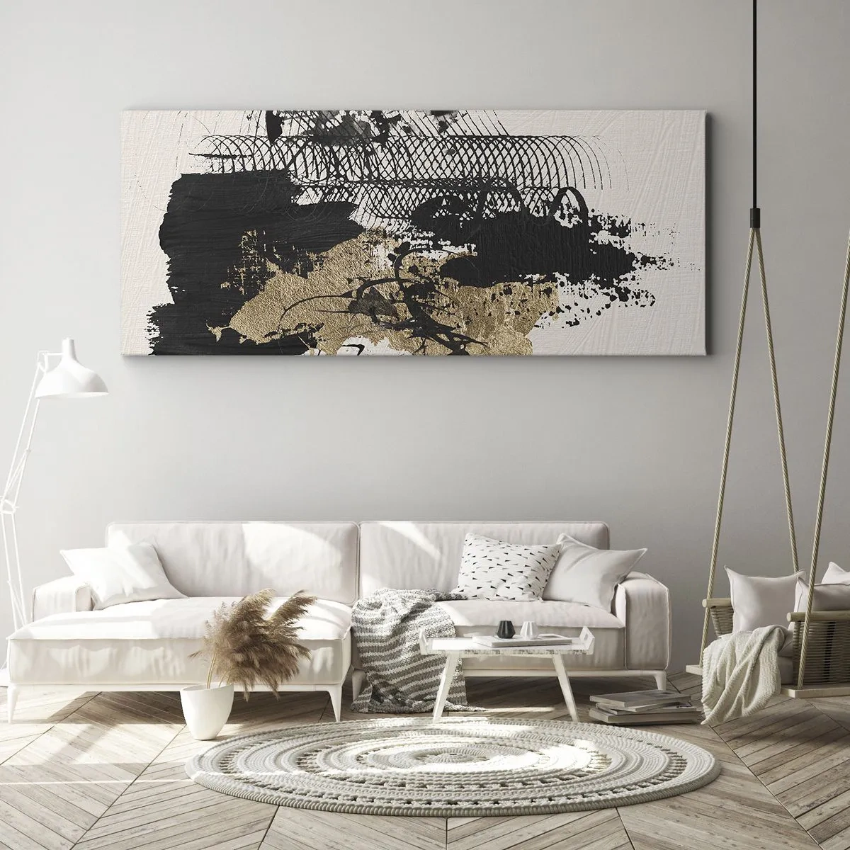 Lærredstryk - Billede på lærred - Komposition med lidenskab - 100x40 cm