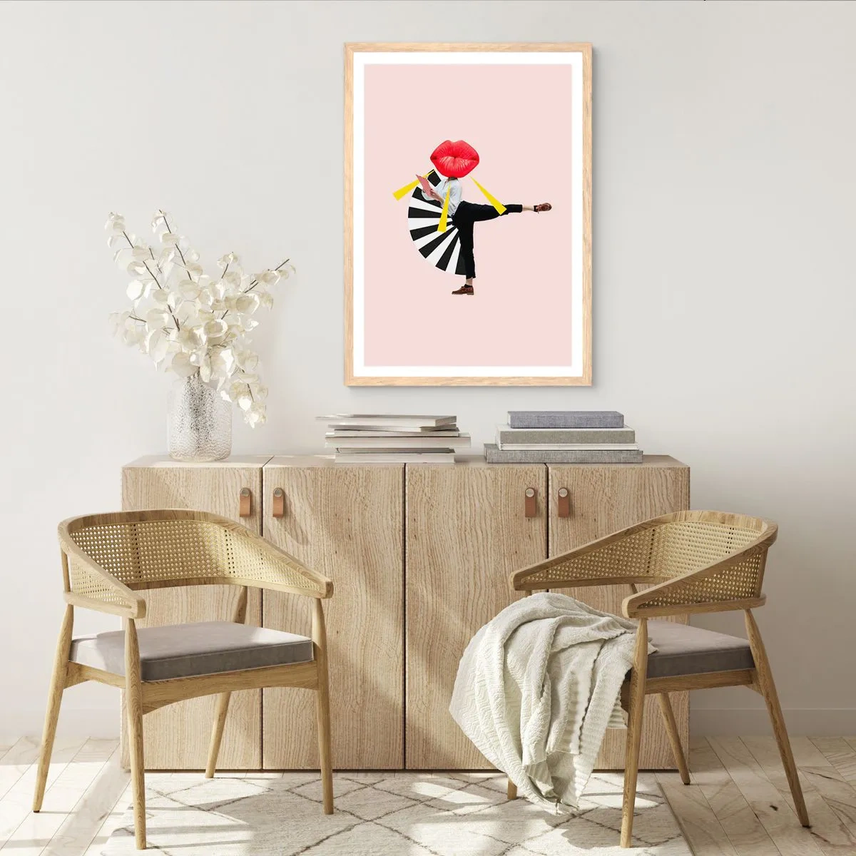 Plakat i ramme af lyst egetræ - Surrealistisk popkunst - 61x91 cm