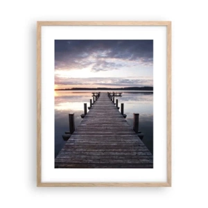 Plakat i ramme af lyst egetræ - Den tavse grænse mellem dag og nat - 40x50 cm