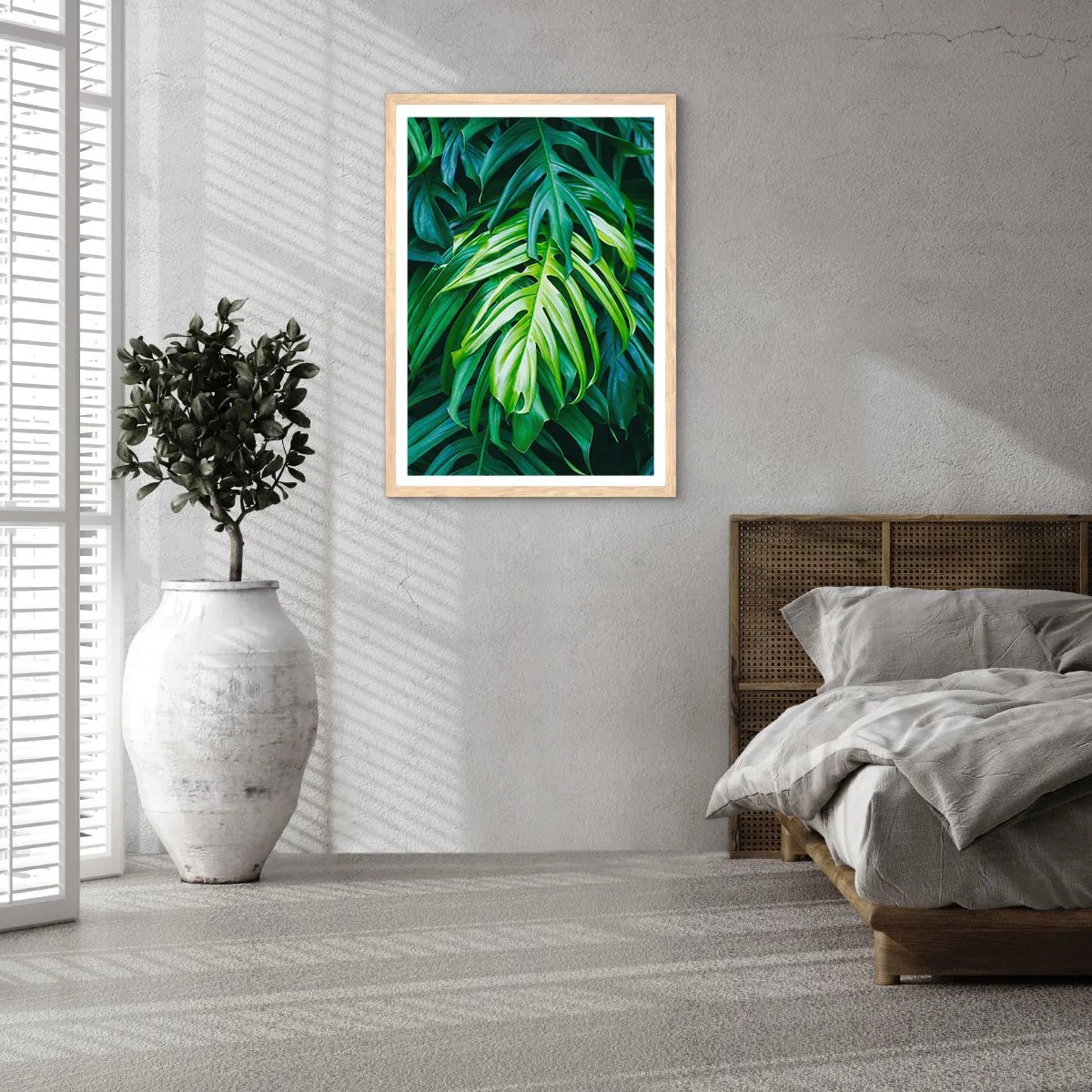 Plakat i ramme af lyst egetræ - Fordyb dig i friskhed - 50x70 cm