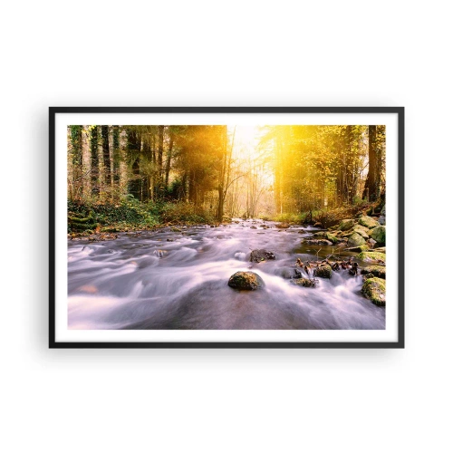 Plakat i sort ramme - Malachit i sølv- og guldfatning - 91x61 cm
