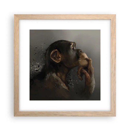 Plakat i ramme af lyst egetræ - Helt sikkert en tænker - 30x30 cm