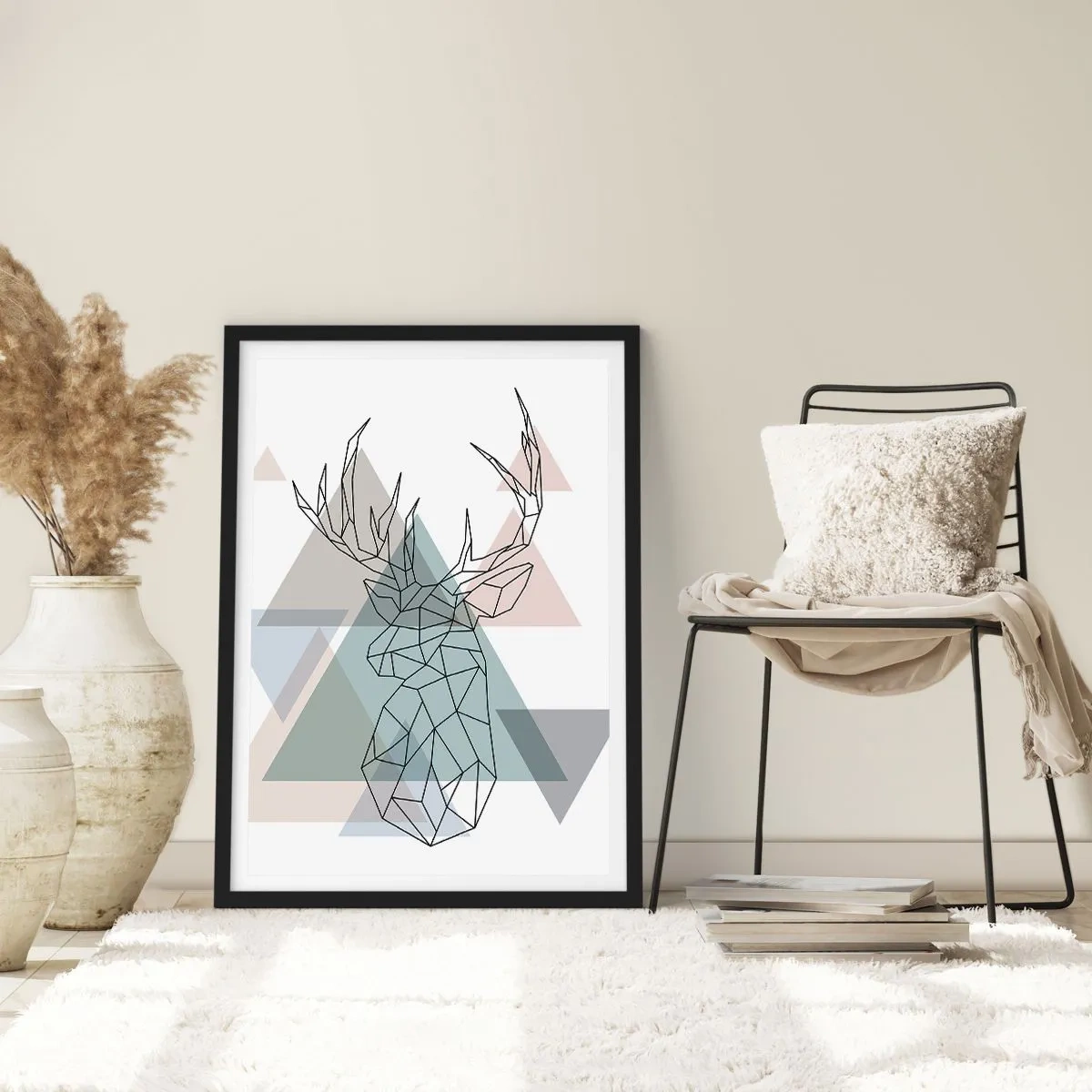 Plakat i sort ramme - I en geometrisk skov - 70x100 cm