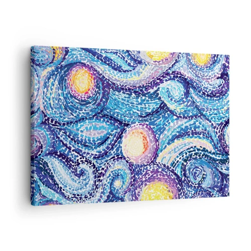 Lærredstryk - Billede på lærred - En kunstnerisk fortolkning af stjernehimlen i Van Goghs stil - 70x50cm - Fra et maleri af van Gogh - Moderne vægdekoration til stue og soveværelse ARTTOR