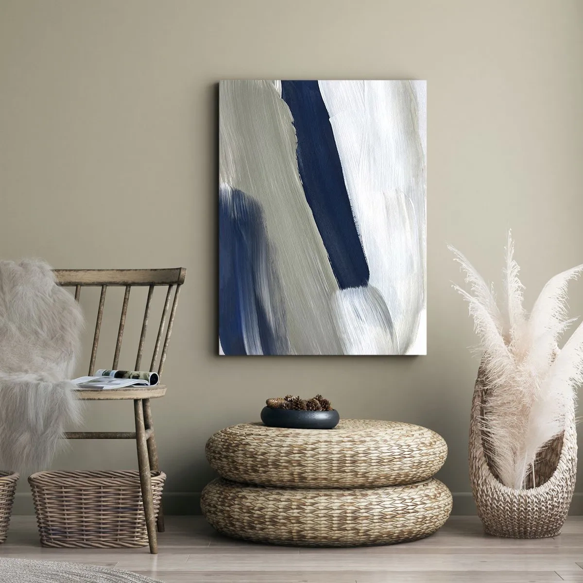 Lærredstryk - Billede på lærred - Møde med det hvide - 45x80 cm