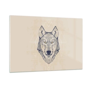 Billede på glas - En alfa med et gennemtrængende blik - 120x80 cm