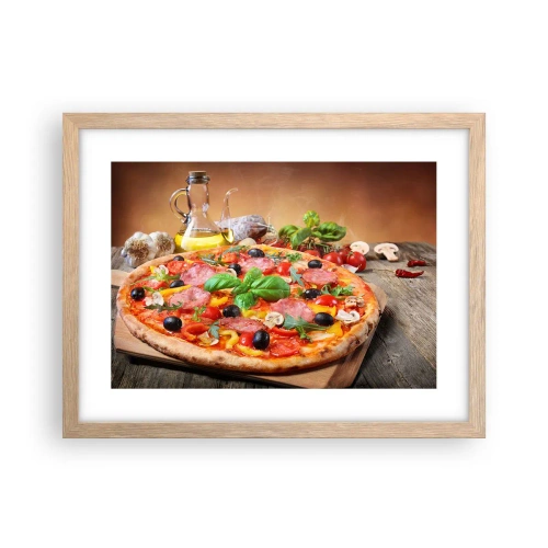 Plakat i ramme af lyst egetræ - Med en ægte italiensk smag - 40x30 cm