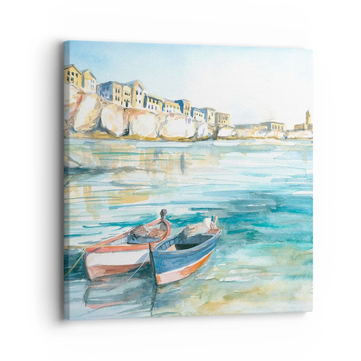 Lærredstryk - Billede på lærred - Landskab i azurblå - 30x30 cm