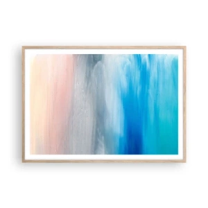 Plakat i ramme af lyst egetræ - Elementer: luft - 100x70 cm