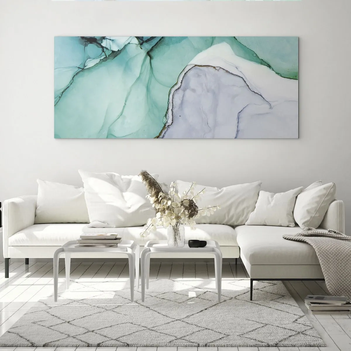 Billede på glas - Undersøgelse i turkis - 120x50 cm