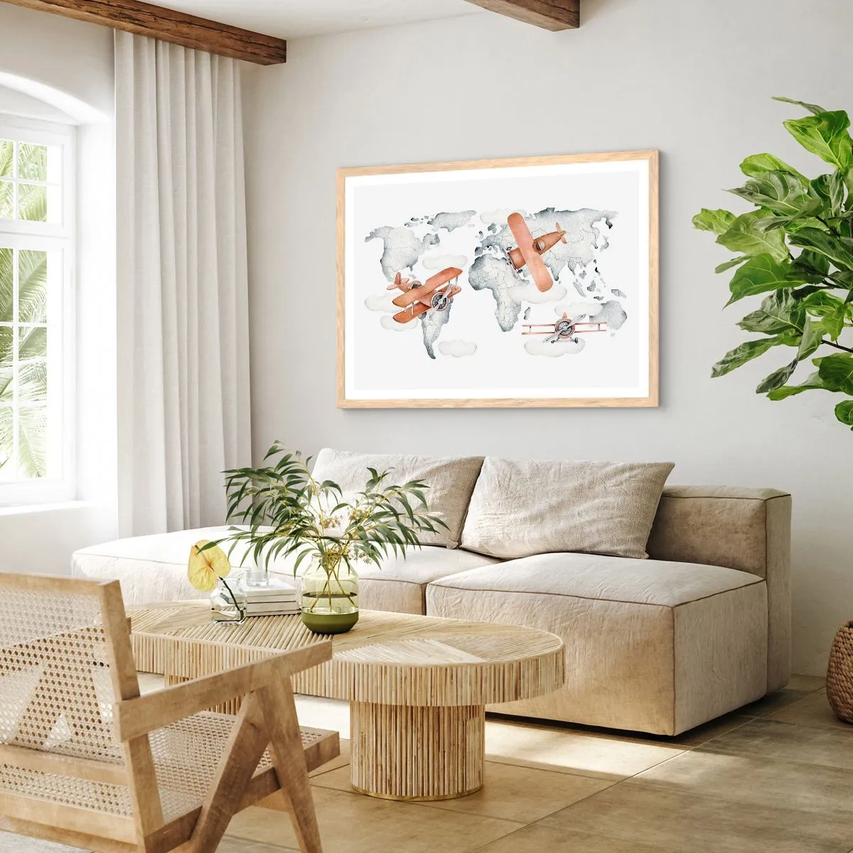 Plakat i ramme af lyst egetræ - I den banebrydende ånd - 50x40 cm