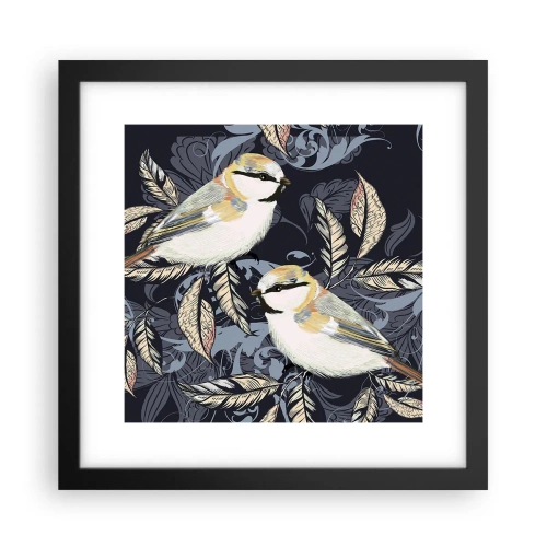 Plakat i sort ramme - Gul-blå espalier - 30x30 cm