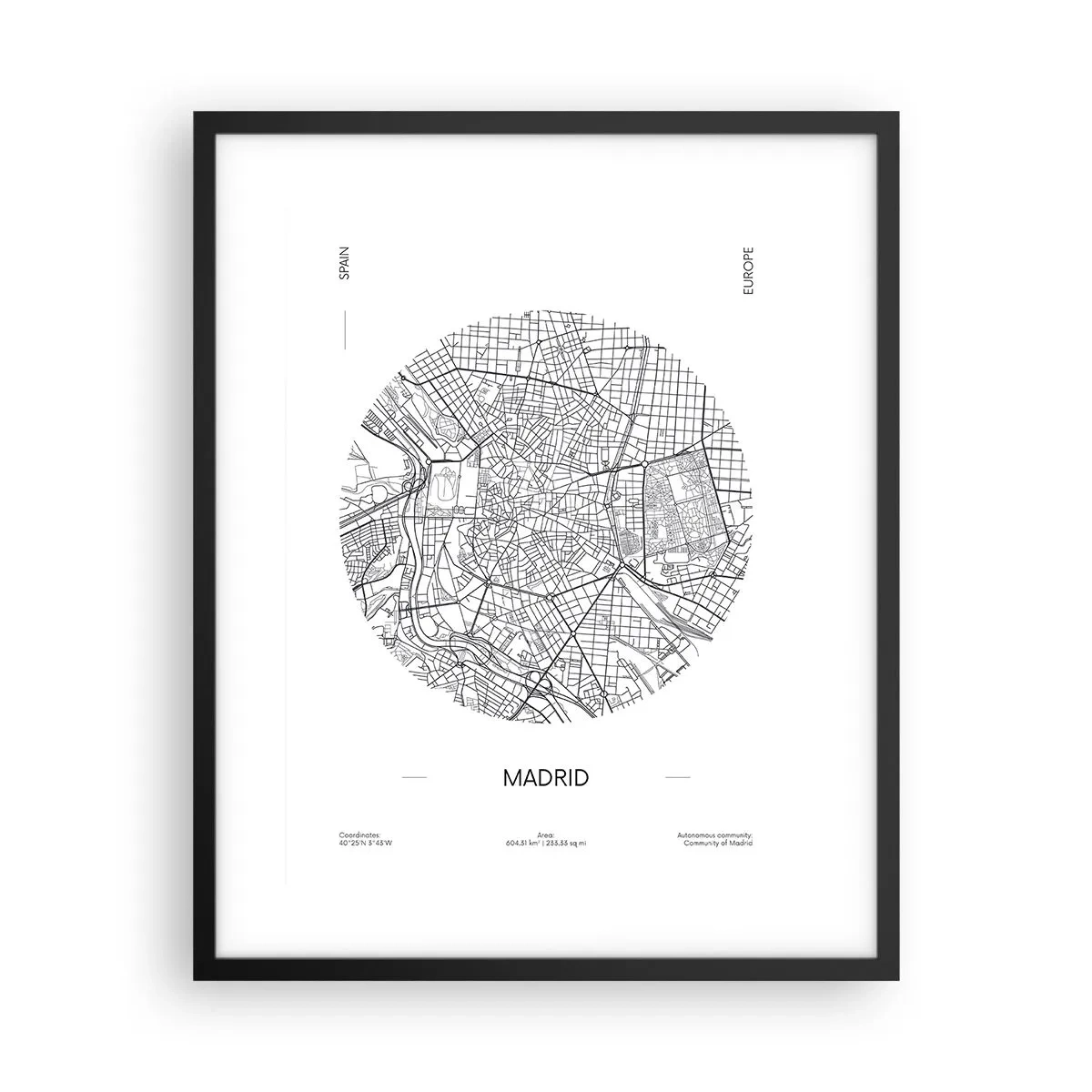 Plakat i sort ramme - Madrids anatomi - 40x50 cm