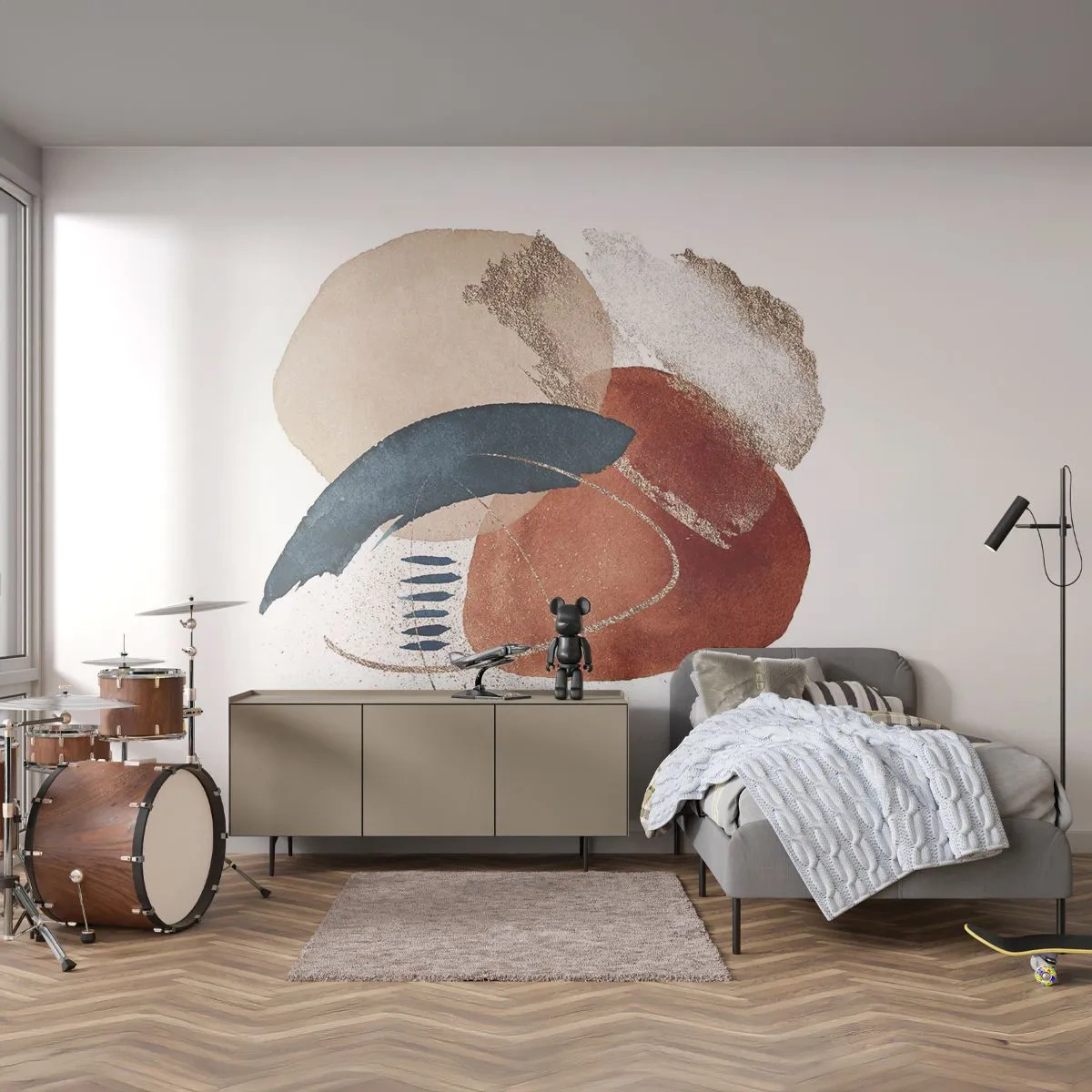 Fototapet Standard Eco - Oval sammensætning - Abstraktion, Stykke, Moderne mønster - 150x105 cm