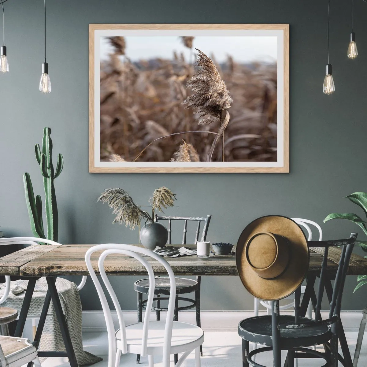 Plakat i ramme af lyst egetræ - Tid til at flyve væk med vinden - 100x70 cm