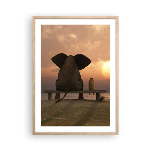 Plakat i ramme af lyst egetræ - Det er godt at være stille sammen - 50x70 cm