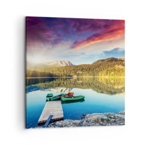 Lærredstryk - Billede på lærred - Over vand så glat som et spejl - 50x50 cm