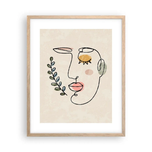 Plakat i ramme af lyst egetræ - Ro fundet - 40x50 cm