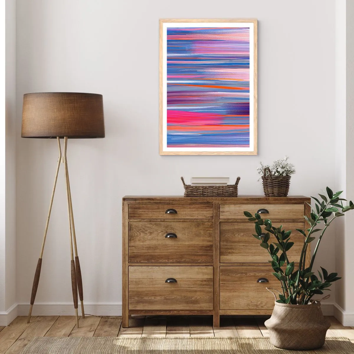 Plakat i ramme af lyst egetræ - Opstigning - 61x91 cm