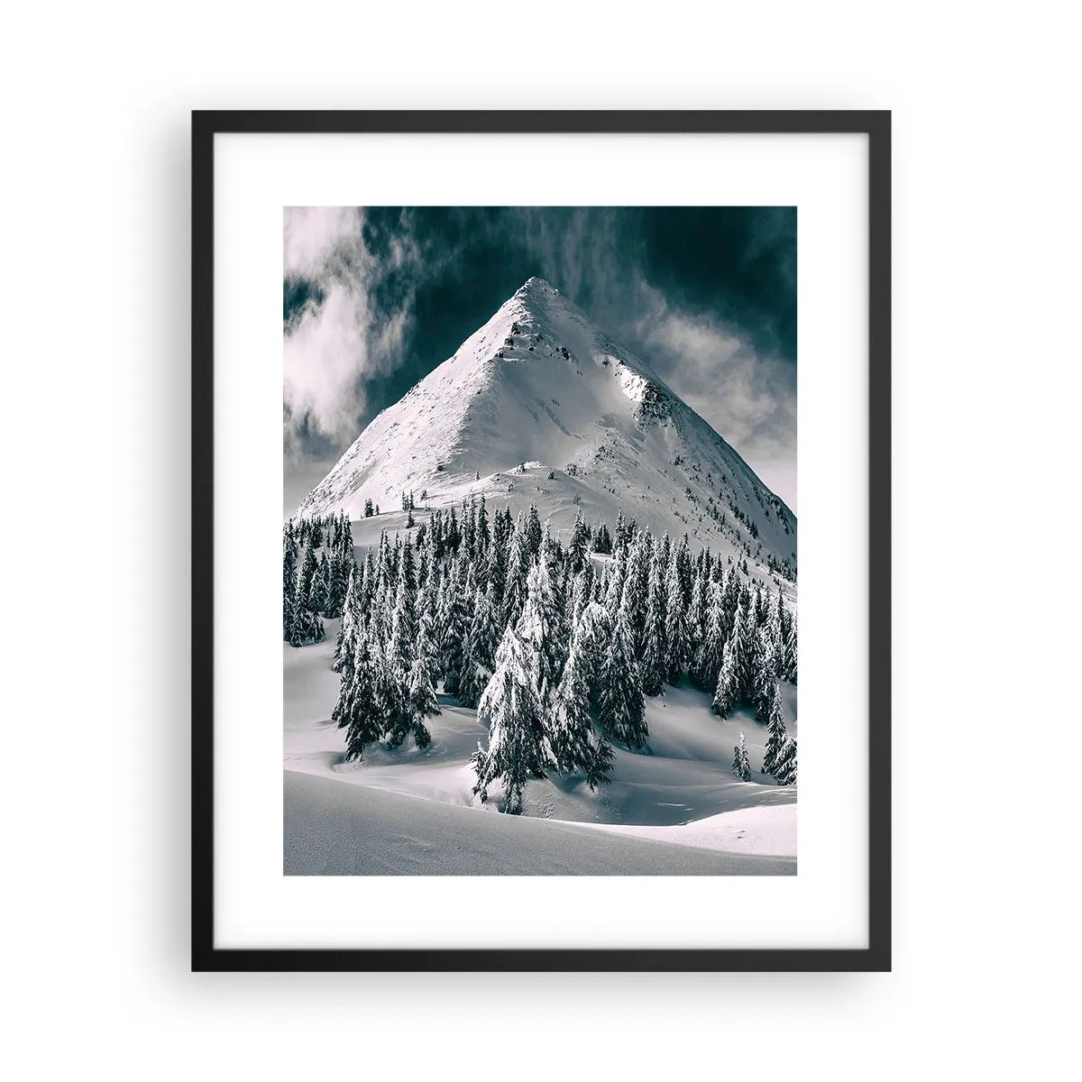 Plakat i sort ramme - Land med sne og is - 40x50 cm