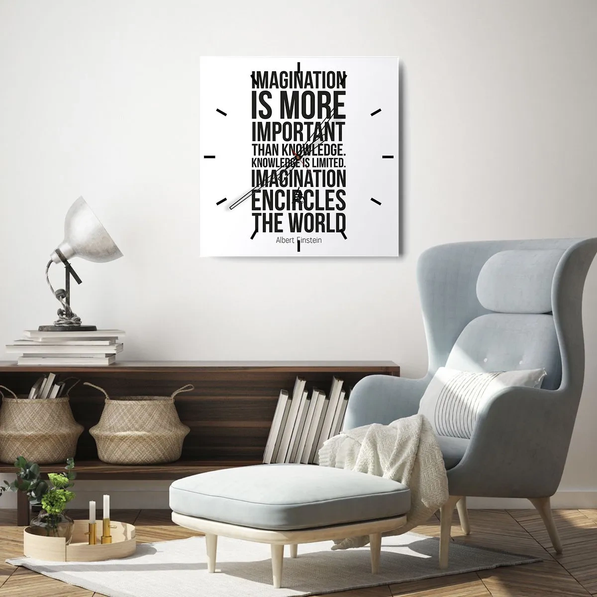 Vægur, Uret - Einstein om fantasiens kraft - 30x30 cm