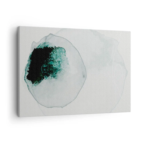 Lærredstryk - Billede på lærred - Abstrakt vanddråbe med nuancer af grønt og sort - 70x50cm - I en dråbe vand - Moderne vægdekoration til stue og soveværelse ARTTOR