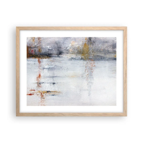 Plakat i ramme af lyst egetræ - Bag lufttæppet - 50x40 cm