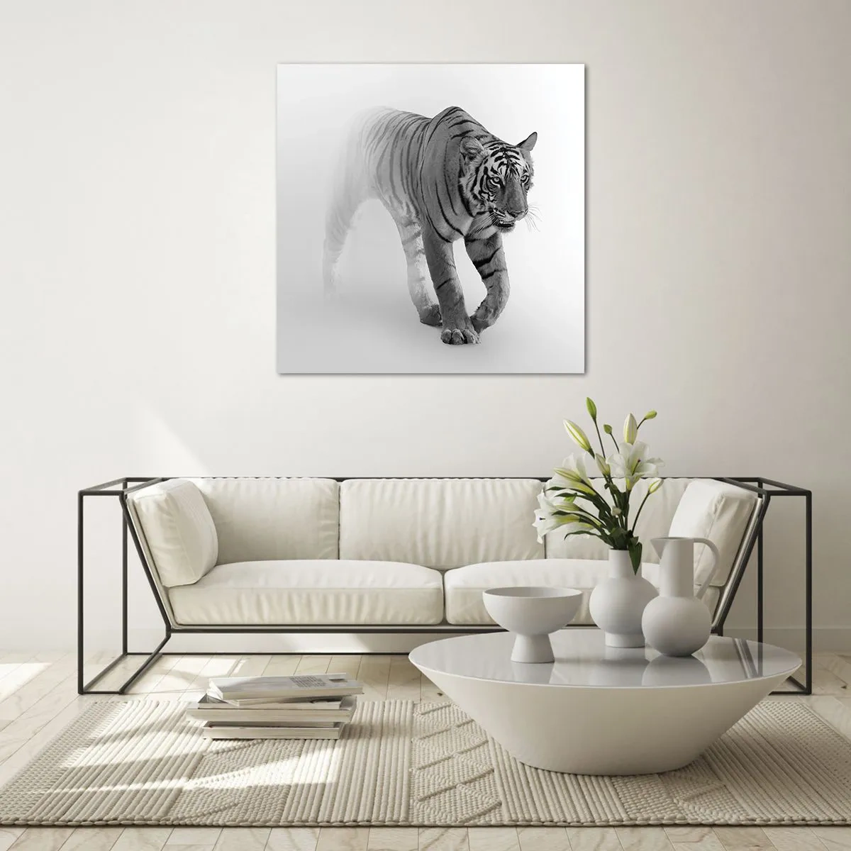 Billede på glas - Krybende i tågen - 70x70 cm