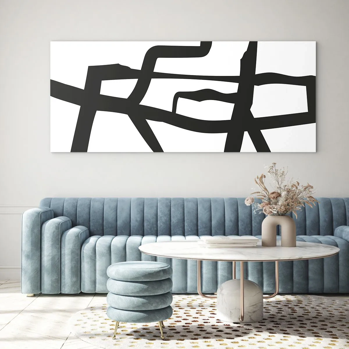 Billede på glas - Sort og hvid konstruktion - 100x40 cm