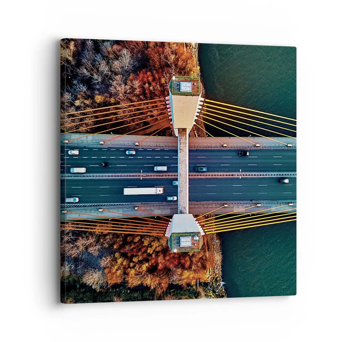 Lærredstryk - Billede på lærred - Bag vandet, bag skovene - 30x30 cm