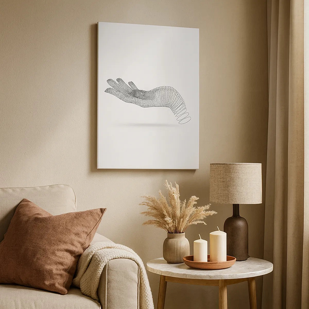 Lærredstryk - Billede på lærred - Fjedrende hånd - 50x70 cm