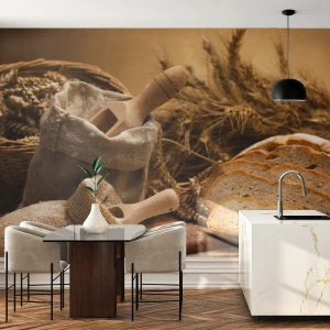 Fototapet Standard Eco - Brød og korn i rustik stil - 100x70cm - Som skåret en kniv - Moderne vægdekoration til stue og soveværelse ARTTOR