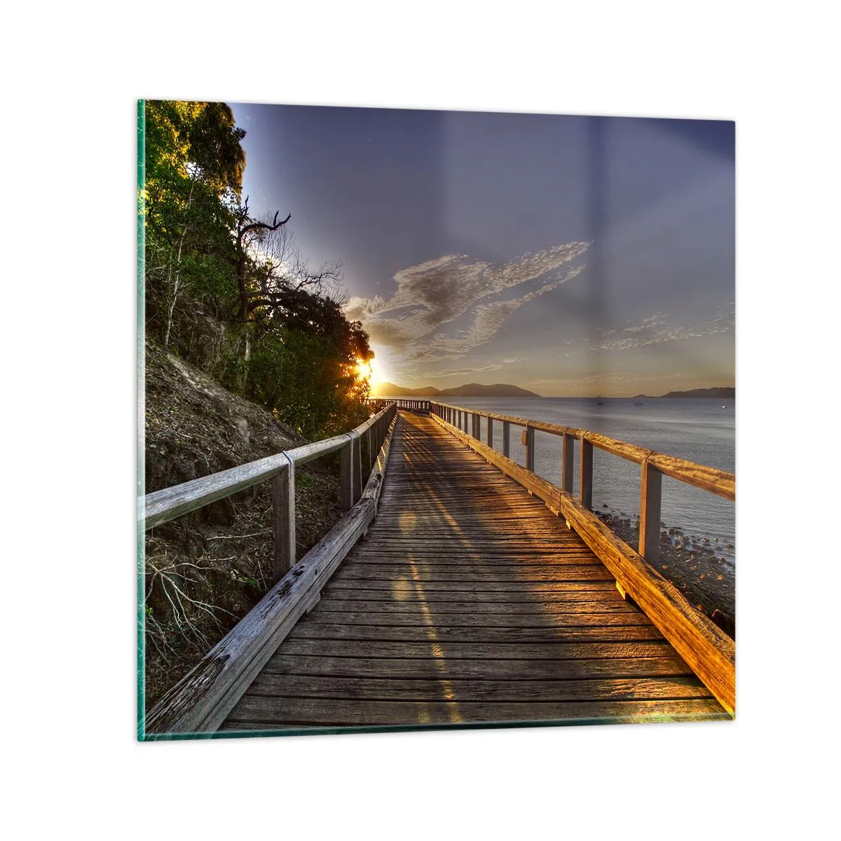 Billede på glas - Gå, bliv ved med at gå mod solen - 50x50 cm