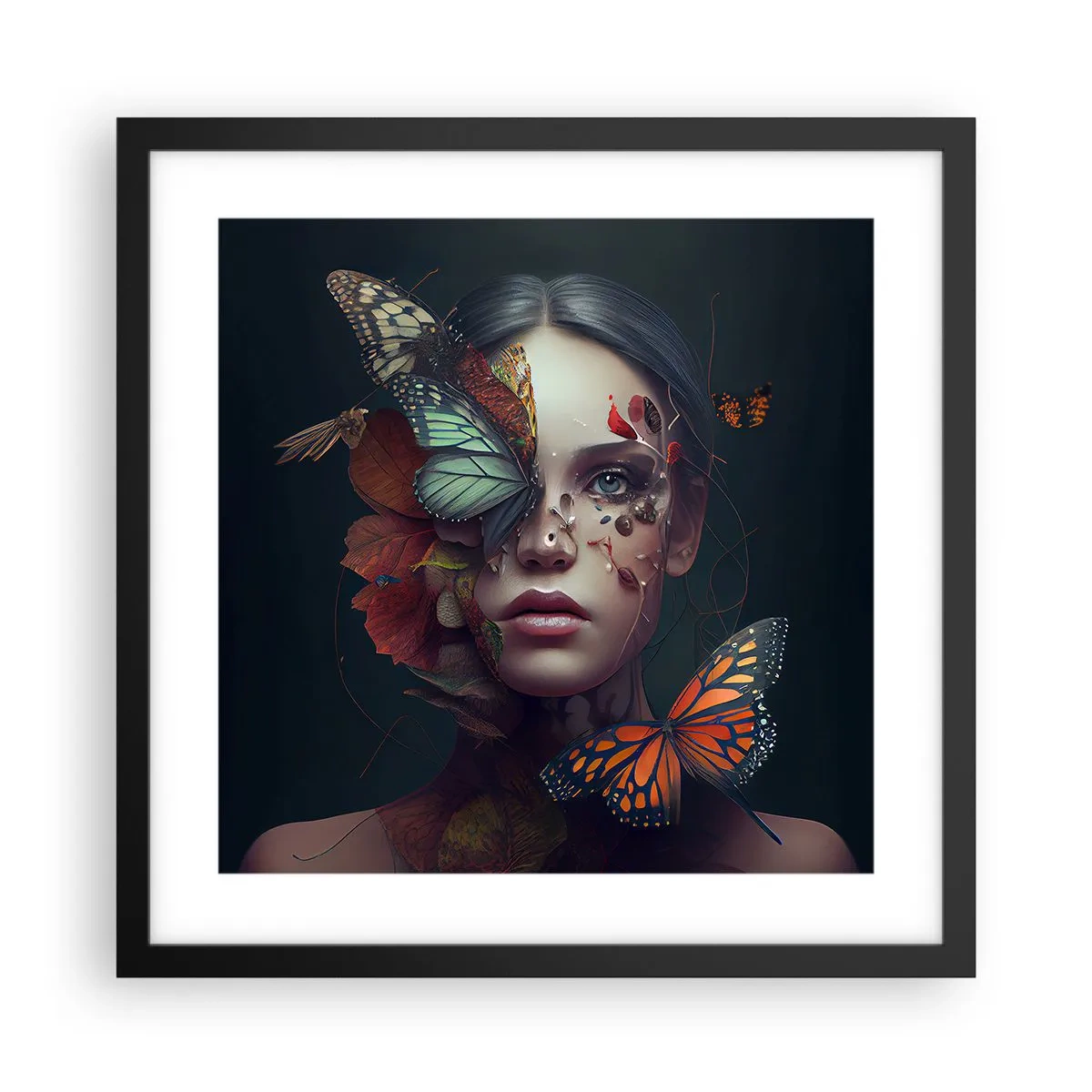 Plakat i sort ramme - En vidunderlig metamorfose - 40x40 cm