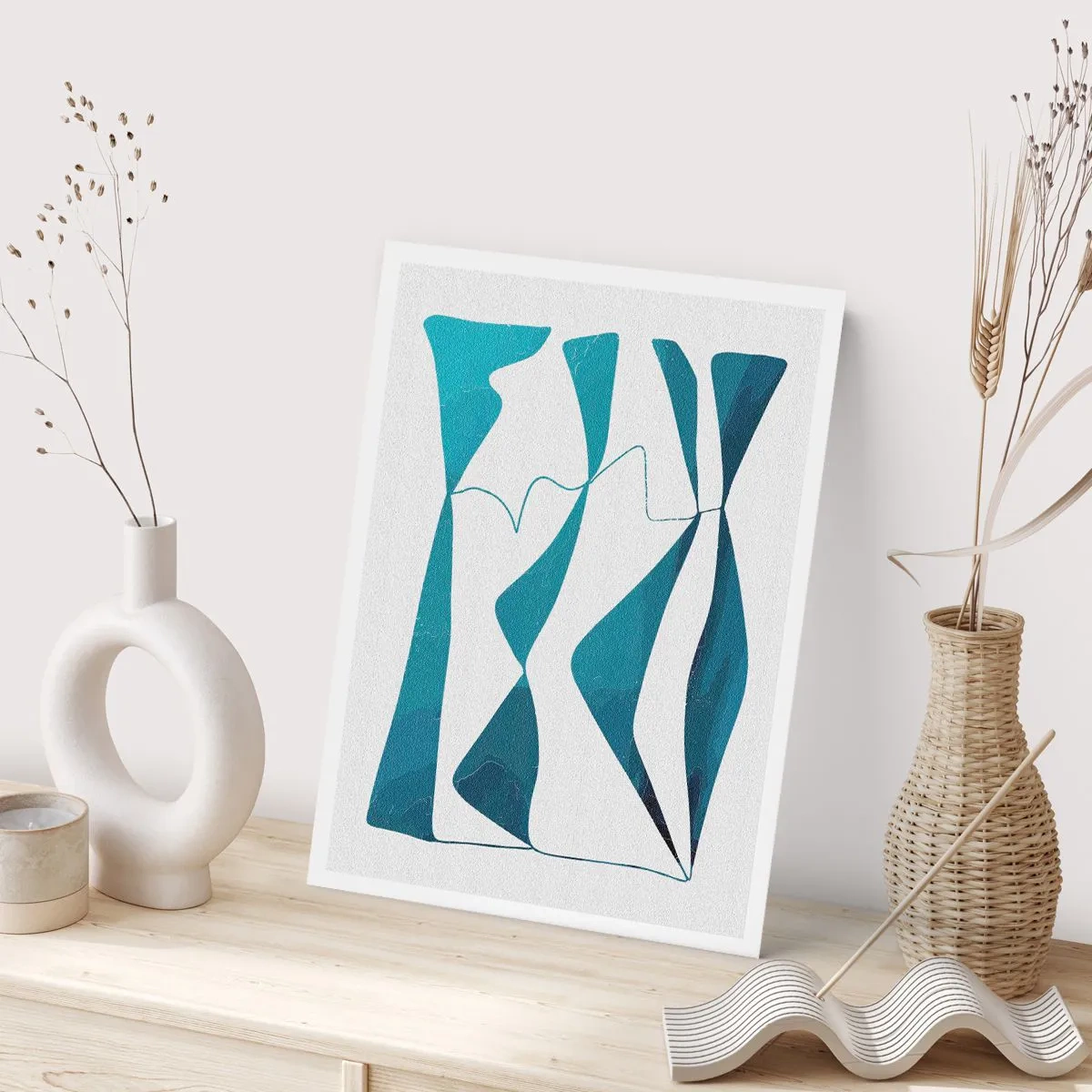 Plakat - Abstraktion: en turkis sammensætning - 50x70 cm