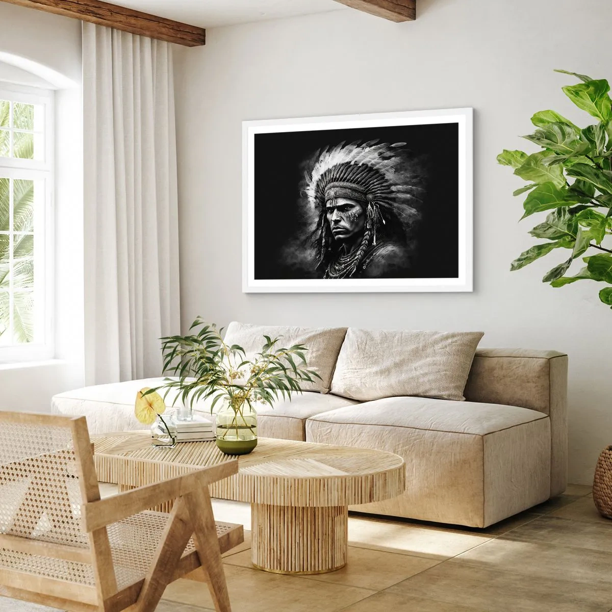 Plakat i hvid ramme - Leder og kriger - 50x40 cm