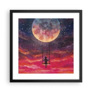 Plakat i sort ramme - Glæd dig i skyerne - 40x40 cm