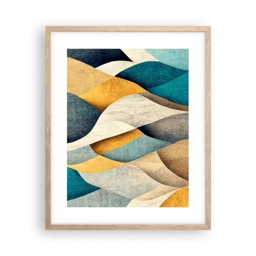 Plakat i ramme af lyst egetræ - Rytme og bølger - 40x50 cm